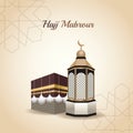 Hajj mabrur celebration with mosque tower