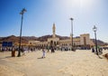 Hajj pilgrims visiting Jabal Uhud Sayyid al Syuhada mosque historical places in Medina, Saudi Arabia