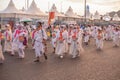 Hajj Pilgrims walking on road, Mina, Makkah, Saudi Arabia, August 2019