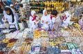 Hajj and Umra pilgrims looking for souvenirs in a shop around Nabawi Mosque during hajj period Royalty Free Stock Photo