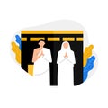 Hajj and umrah flat illustration. Muslim pilgrimage at Mecca