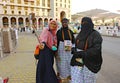 Hajj and Umrah pilgrims activitiy around Nabawi Mosque in Medina, Saudi Arabia. Royalty Free Stock Photo