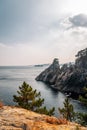 Hajodae sea and rocky cliffs with pine trees in Yangyang, Korea