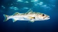 Hake fish underwater. Beautiful river habitat. Wild life.