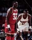 Hakeem Olajuwon and Dikembe Mutumbo. Royalty Free Stock Photo