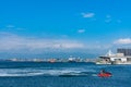 Hakodate Port in summer sunny day white clouds and bule sky