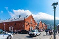 Hakodate, Hokkaido, Japan. Kanemori Red Brick Warehouse in summer sunny day Royalty Free Stock Photo