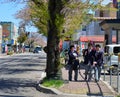 Highschool students playing on a sunny street