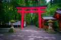 HAKONE, JAPAN - JULY 02, 2017: Red Tori Gate at Fushimi Inari Shrine in Kyoto, Japan Royalty Free Stock Photo