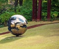 HAKONE, JAPAN - NOVEMBER 5, 2017: Sculpture mirror ball, open air museum. Copy space for text.