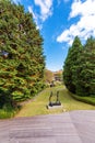 HAKONE, JAPAN - NOVEMBER 5, 2017: Sculptures in the open air museum. Copy space for text. Vertical.