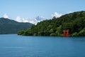 Hakone shrine with mt.Fuji at lake Ashi