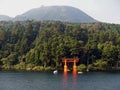 Hakone Shrine's Lakefront Torii Royalty Free Stock Photo