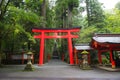 Hakone shrine (temple) Japanese Shinto shrine entrance beside a