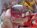 Kediri, Indonesia Januari 11, 2020 : Haku from glico wings ice cream in the freezer