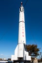Cosmo Isle Hakui, real white large Mercury Redstone Rocket in front of the Space & UFOs Museum, Noto Peninsula, Japan. Royalty Free Stock Photo