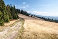 Hala Biegunska meadow in autumn Beskid Zywiecki mountains in Poland Royalty Free Stock Photo