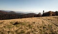 Hala na Malej Raczy with hills on the background in autumn Beskid Zywiecki mountains Royalty Free Stock Photo