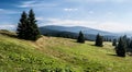 Hala Rysianka mountain meadow in Beskid Zywiecki mountains in Poland