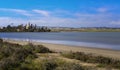 Hala Sultan Tekke or Mosque of Umm Haram is a Muslim shrine on the west bank of Larnaca Salt Lake on Cyprus Royalty Free Stock Photo