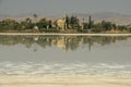 Hala Sultan Tekke mosquee on the salt lake of Larnaca, Cyprus Royalty Free Stock Photo