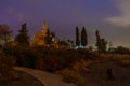 Hala Sultan Tekke night capture at the shore of Larnaca salt lake in Cyprus Royalty Free Stock Photo