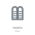 Halakha icon. Thin linear halakha outline icon isolated on white background from religion collection. Line vector halakha sign,