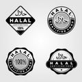 Halal certified food logo set islamic vector template design