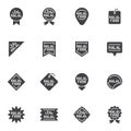 Halal food badge vector icons set