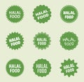 Halal food icon set, islamic healthy food labels