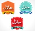100% halal food Product Label fresh, halal certified badge- vector eps10