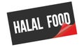 HALAL FOOD text on black red sticker stamp