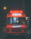 Halal food truck at night, in Manhattan, New York City