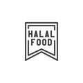 Halal label line icon