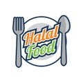 Halal permissible food logo for Muslim Products. vector illustration Royalty Free Stock Photo