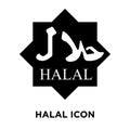 Halal Sign icon vector isolated on white background, logo concept of Halal Sign sign on transparent background, black filled