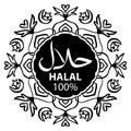 Halal stamp rubber with mandala frame.