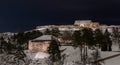 Fredriksten Fortress in Halden on a very cold winter evening Royalty Free Stock Photo