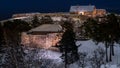 Halden/Ostfold/ Norway 02 February 2021 Fredriksten Fortress in Halden on a very cold winter evening Royalty Free Stock Photo