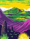 Haleakala National Park and Haleakala Volcano in Maui Hawaii United States WPA Poster Art Color Royalty Free Stock Photo