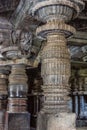 Exquisitely decorated pillar at Hoysaleswara Temple, Halebidu, Karnatake, India