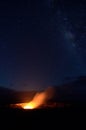 Halemaumau Crater under a starry sky, Big Island, Hawaii Royalty Free Stock Photo