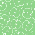 Half apple  seamless pattern illustration on green background . Royalty Free Stock Photo