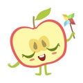 Half Of Apple With Windmill Toy Cute Anime Humanized Cartoon Food Character Emoji Vector Illustration Royalty Free Stock Photo