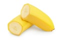 Half banana isolated on white background with clipping path and full depth of field. Royalty Free Stock Photo