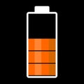 Half battery illustration. Orange color. Vector image Royalty Free Stock Photo