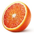 Half of blood red orange citrus fruit isolated on white Royalty Free Stock Photo