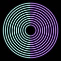 Blue and purple concentric circles on black background