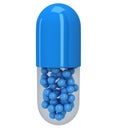 Half blue pill capsule. 3D