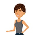 Half body cartoon short hair woman in casual suit